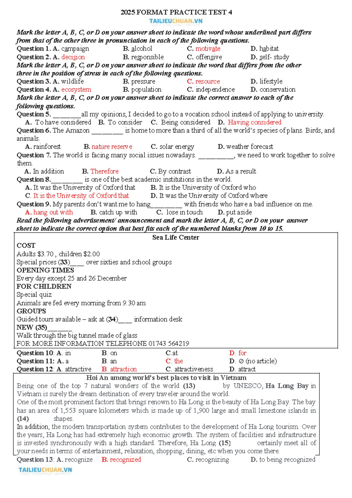 ĐỀ 8 - 2025 Format Practice TEST 4 - CKII - ANSWER KEY - Studocu