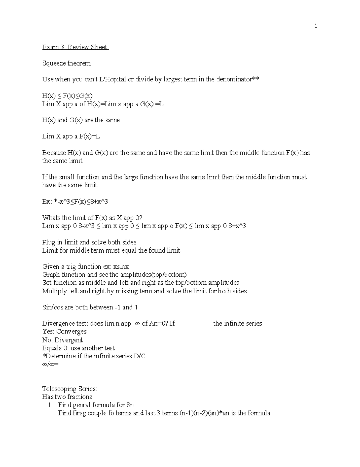Calc 2 Exam 3 Review Guide: Key Concepts and Theorems - Studocu