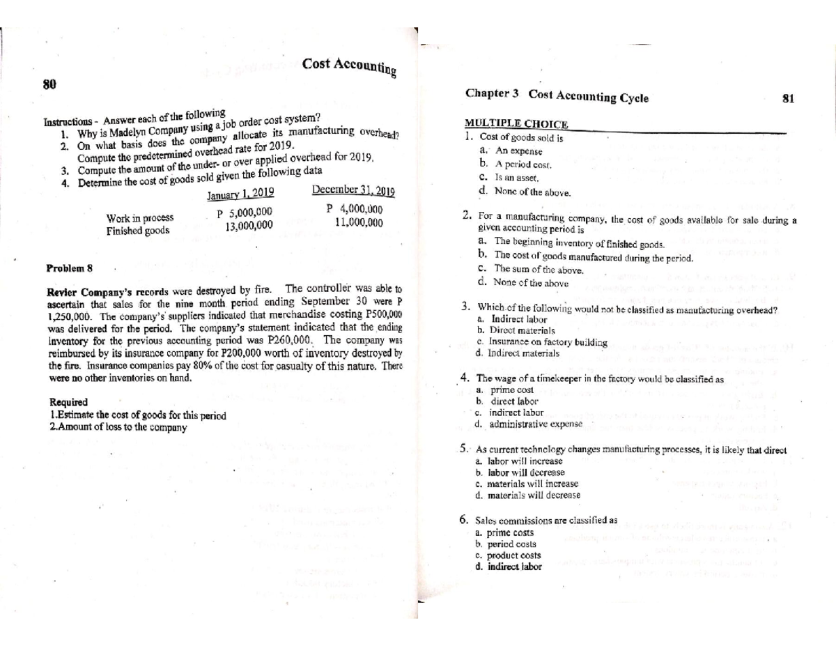 Cost Accounting PE4 Chapters 3, 6, 10, and 11 Study Guide - Studocu