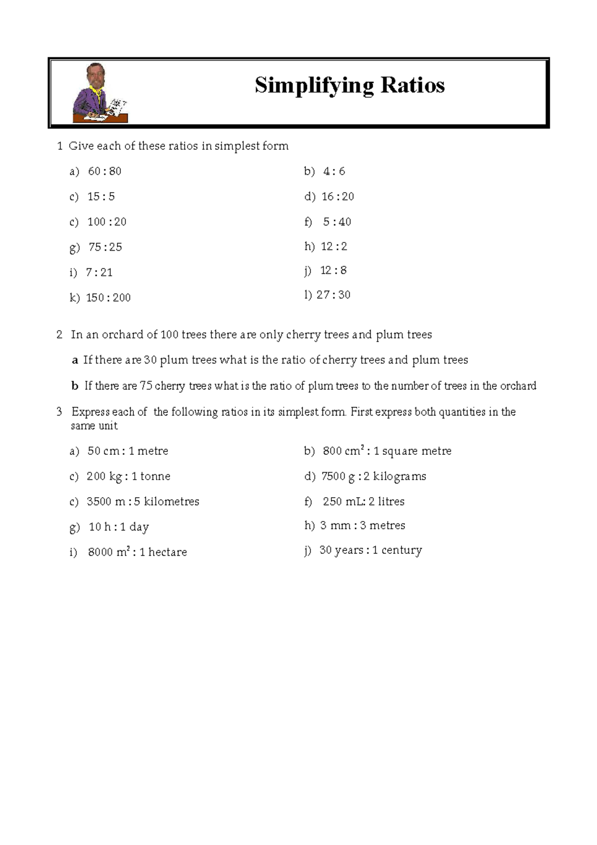 Simplifying Ratios: Exercises and Solutions for Practice - Studocu
