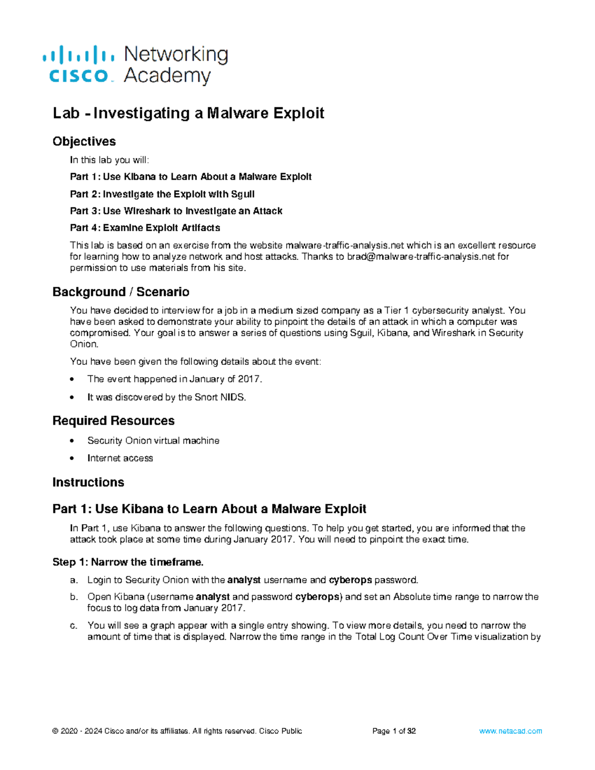 Lab 14 - Investigating a Malware Exploit - Objectives In this lab you ...