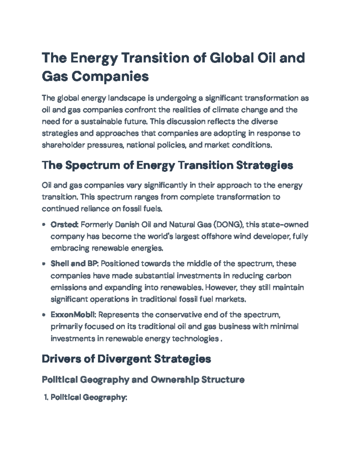 Energy Transition Strategies of Global Oil & Gas Companies: A Review ...