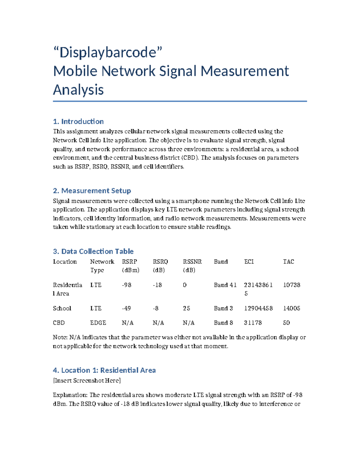 Mobile Network Signal Measurement Analysis: LTE Performance Evaluation ...