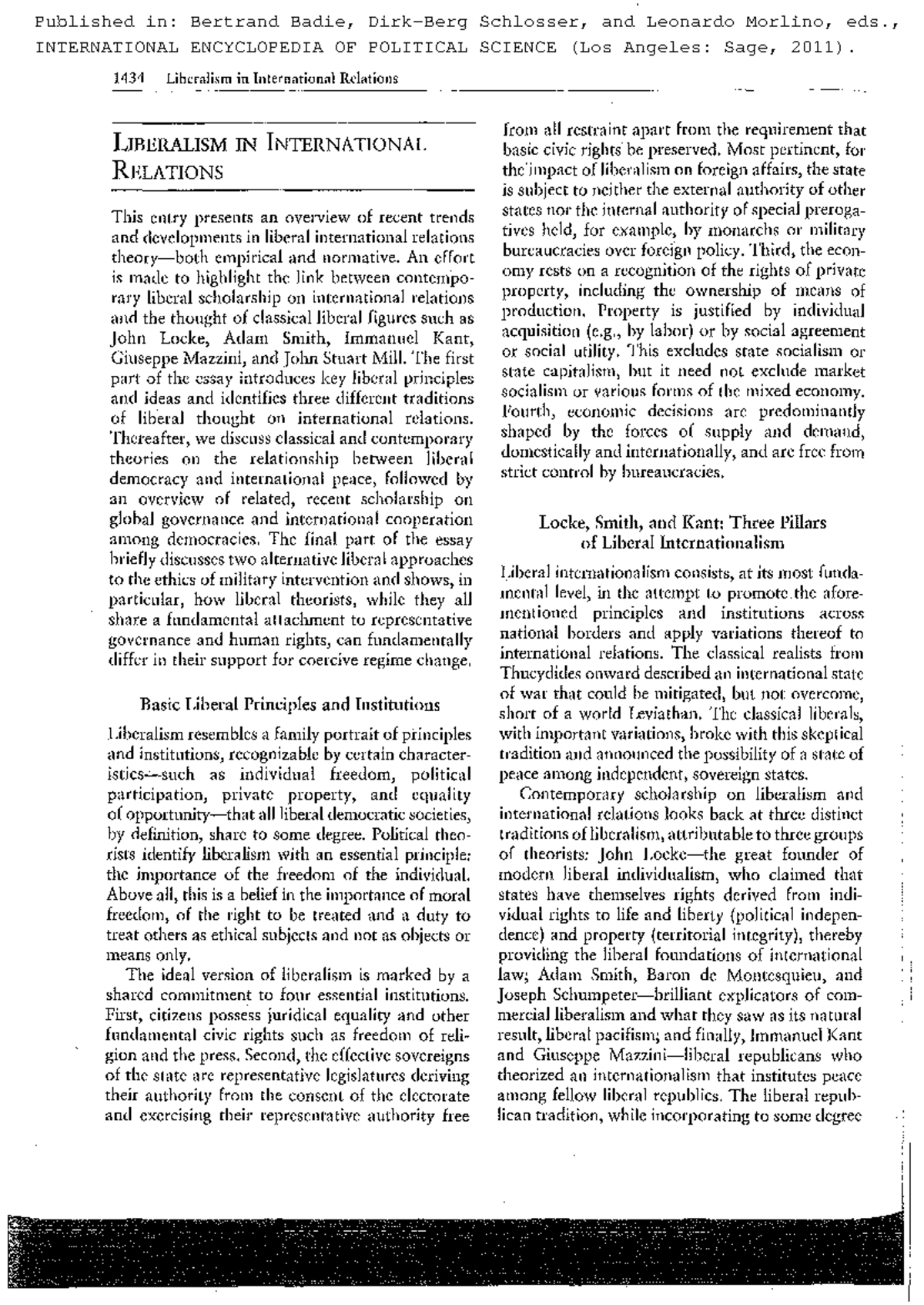 Liberalism in International Relations: Key Theories and Ethical ...