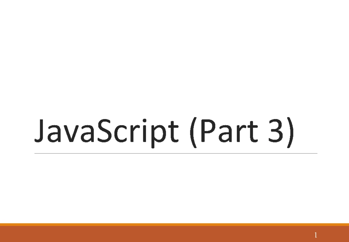 04-JS (Part 1) - 2024 Lecture: Intro to JavaScript Overview - Studocu