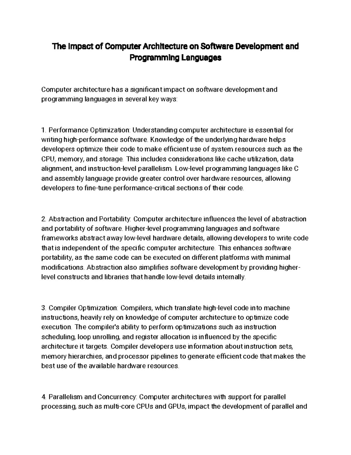 The Influence of Computer Architecture on Software Dev & Languages ...