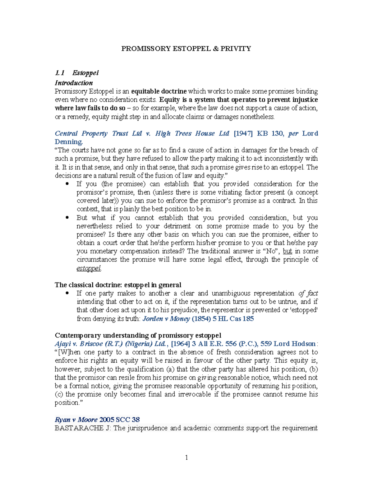 Promissory Estoppel & Privity: Key Legal Principles and Cases - Studocu