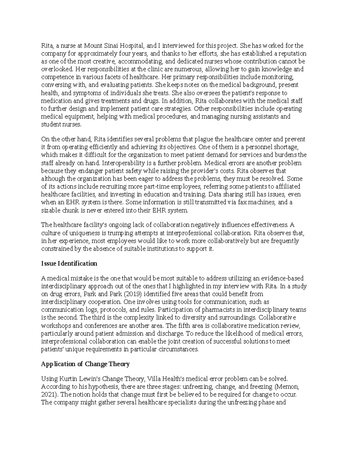Interdisciplinary Approaches to Medical Errors - History 324 Essay ...
