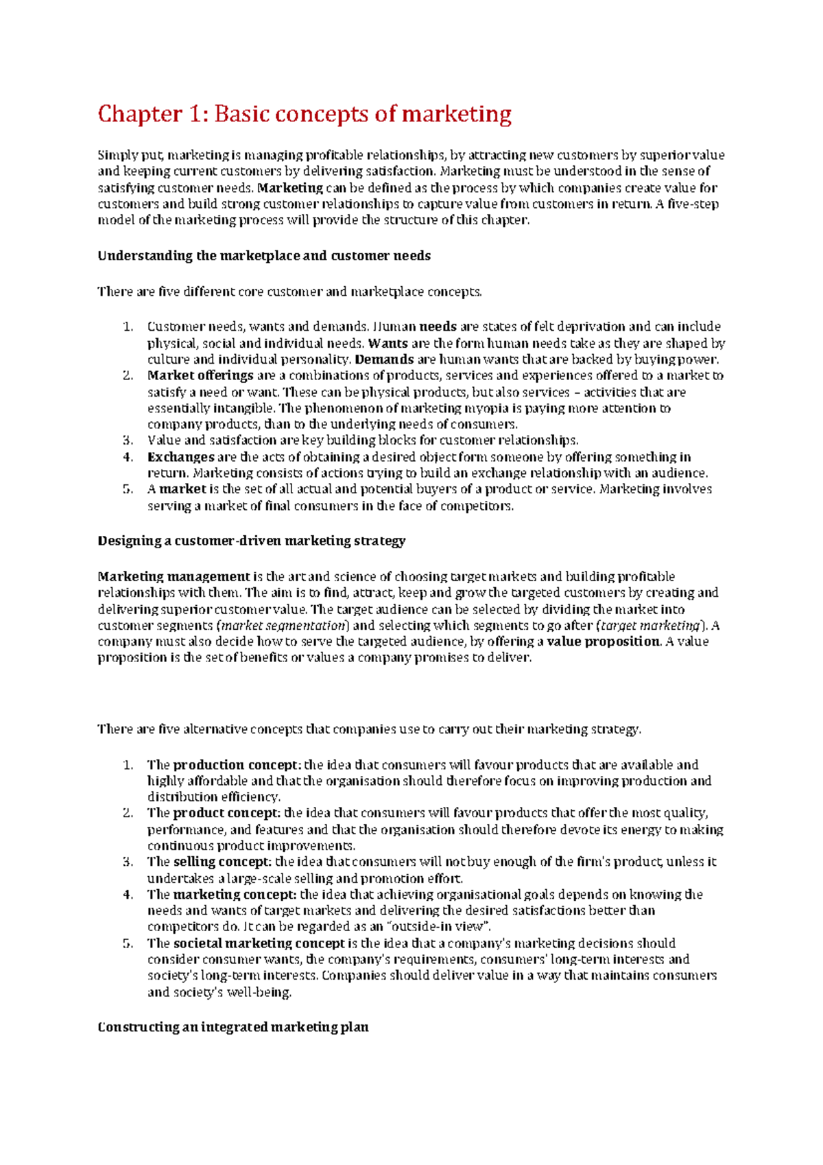 M&S 1 - Exam Summaries: Key Marketing Concepts and Strategies - Studeersnel
