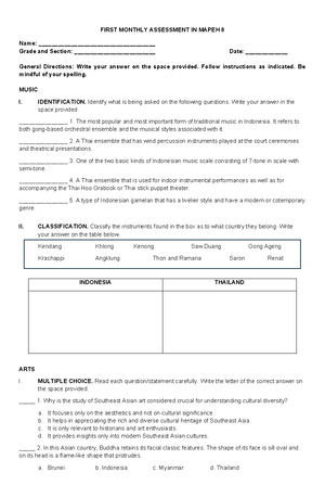 Detailed Lesson Plan in MAPEH 8: Asian Musical Theater Exploration ...