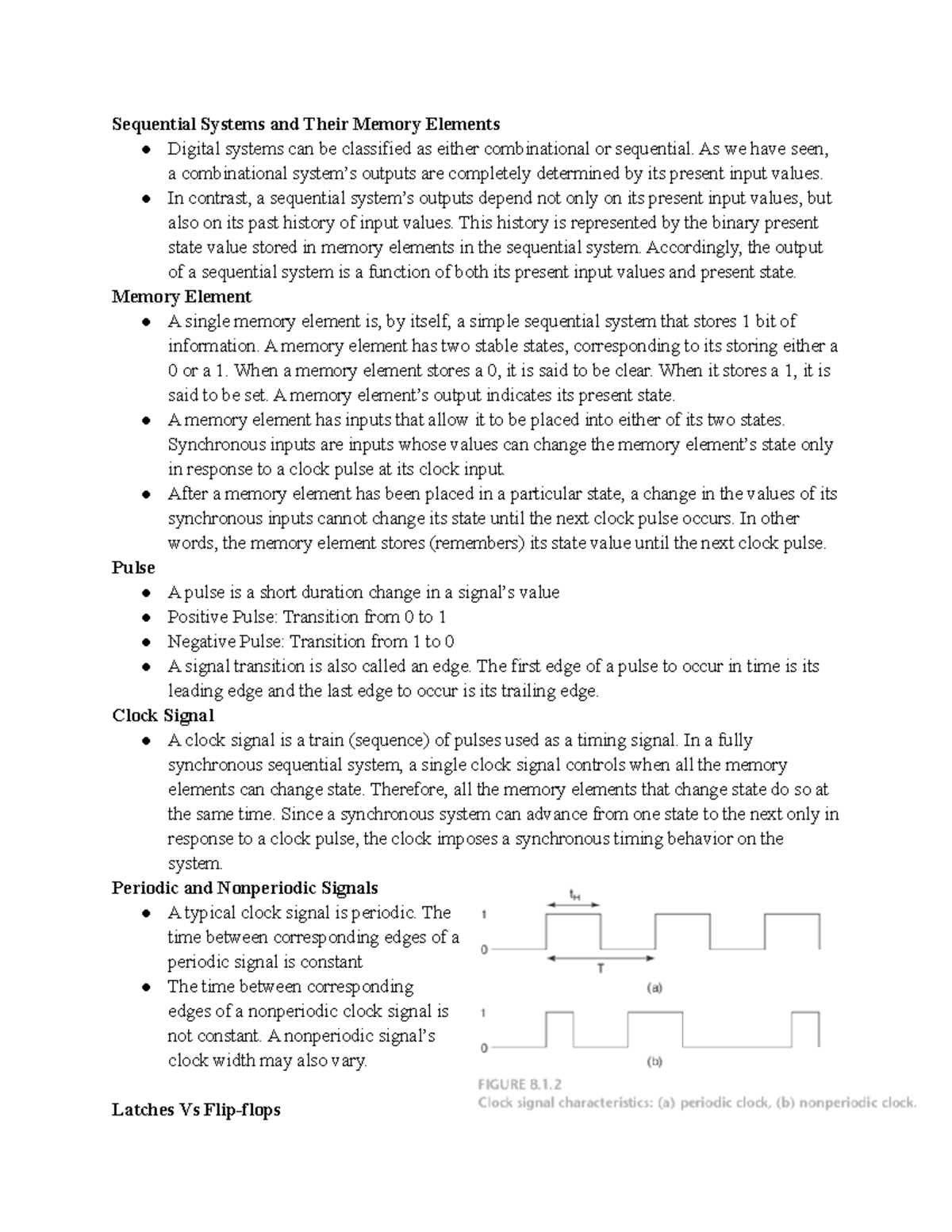 Chapter 8 - Sequential Systems and Their Memory Elements Digital ...