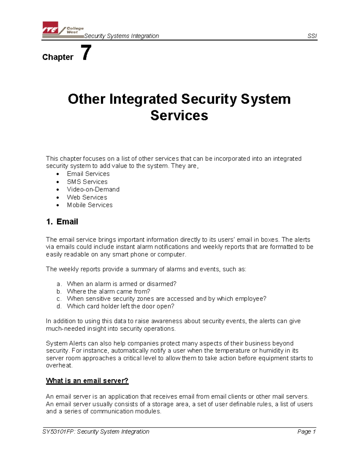 Integrated Security Systems Services Overview - SY53101FP - Studocu