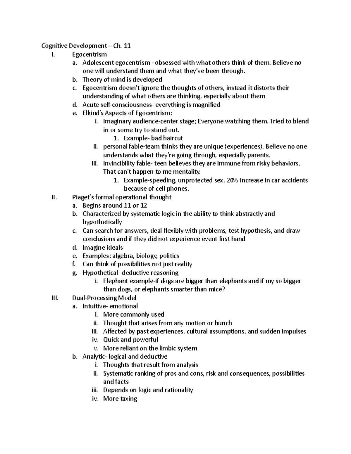 Cognitive Development Insights: Chapter 11 (Psych 204) Part 4 - Studocu