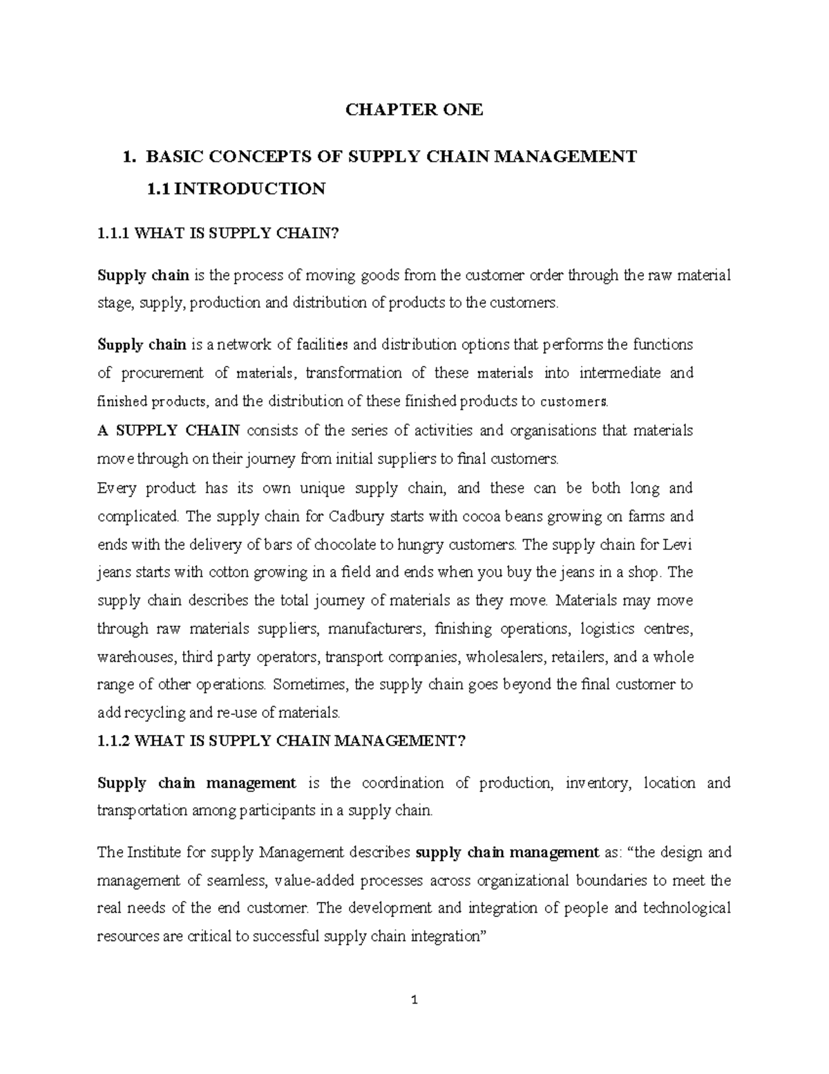 CH 1: Essentials of Supply Chain Management - Key Concepts and ...