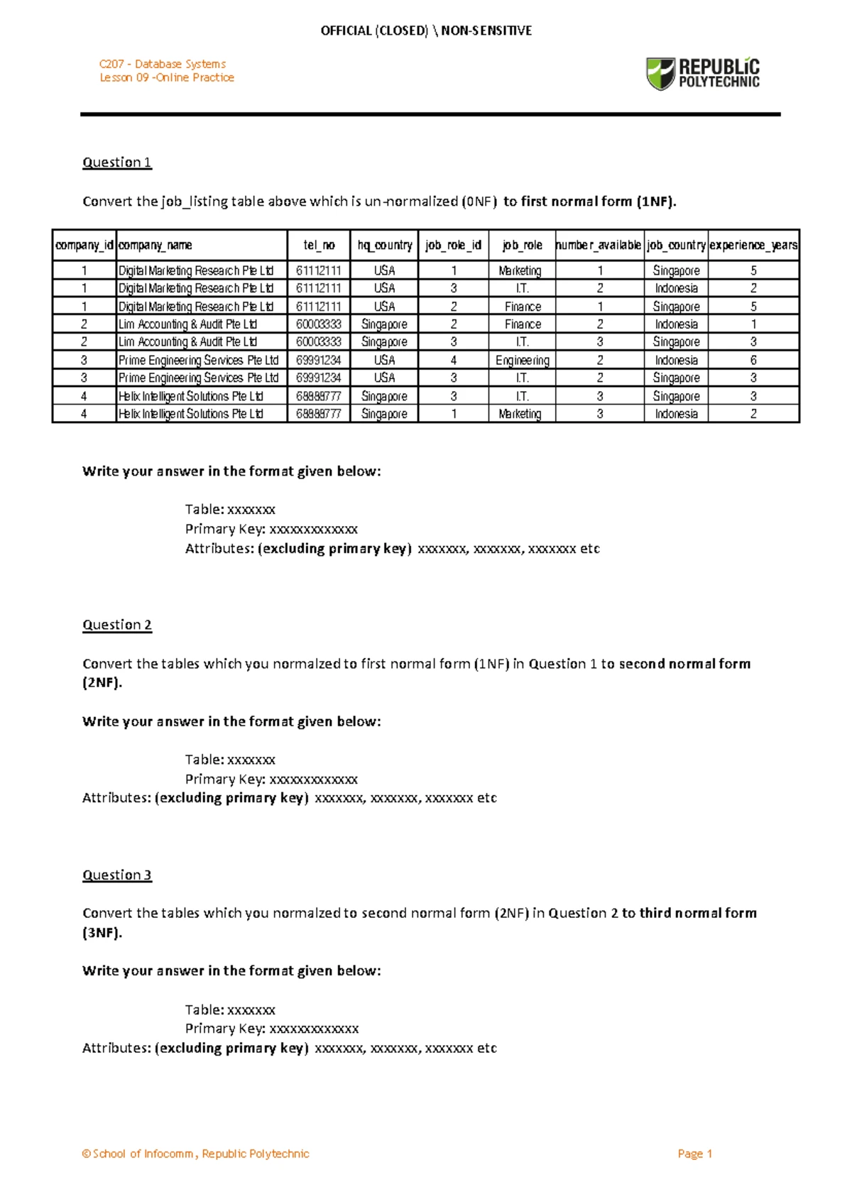 C207 L06 Database Systems Online Practice Solutions - Studocu