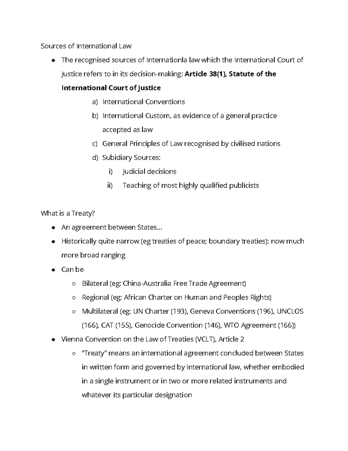 LAWS2250 - Week 3 Lecture Notes on Sources of International Law - Studocu