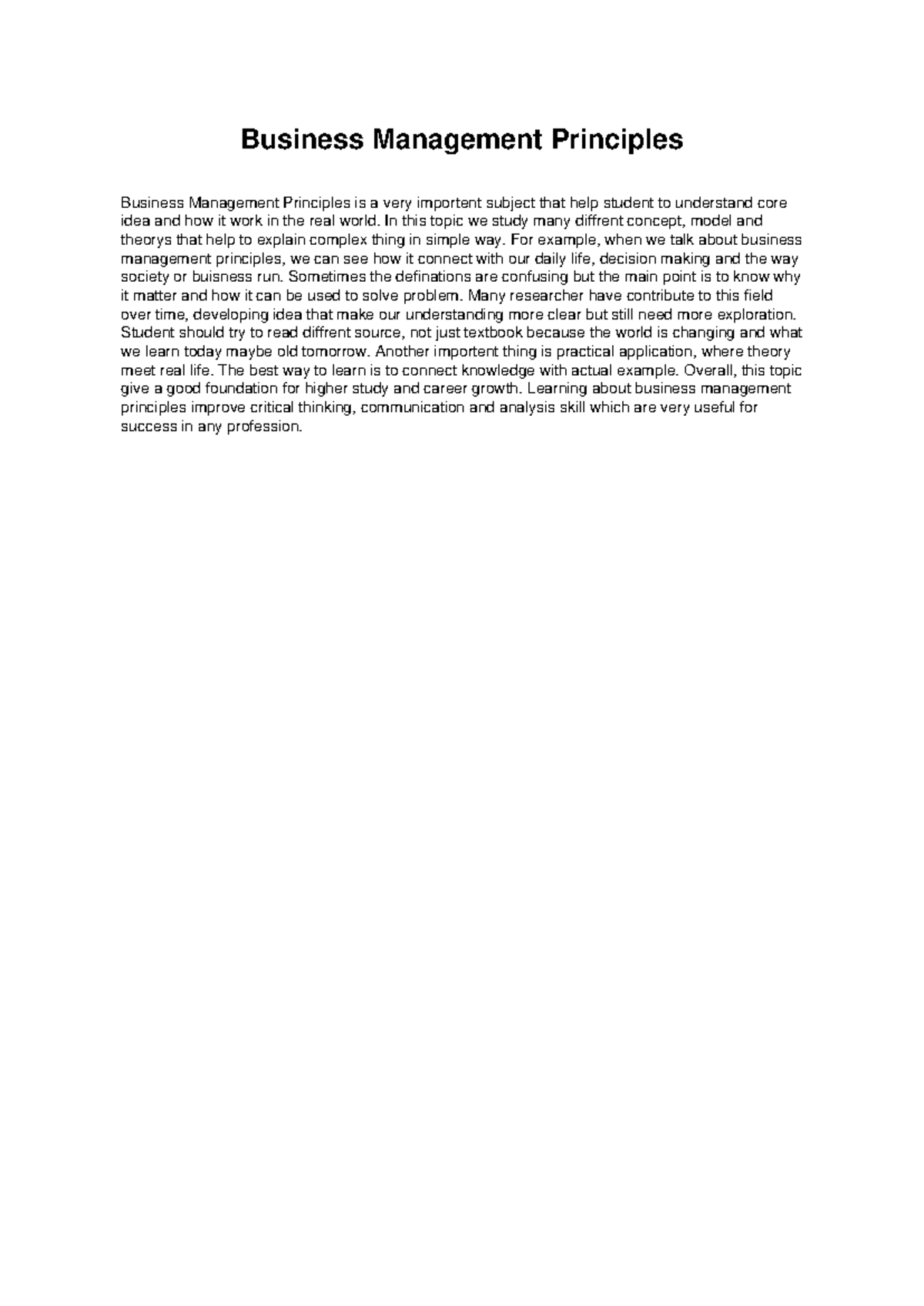 Business Management Principles: Key Concepts and Applications - Studocu