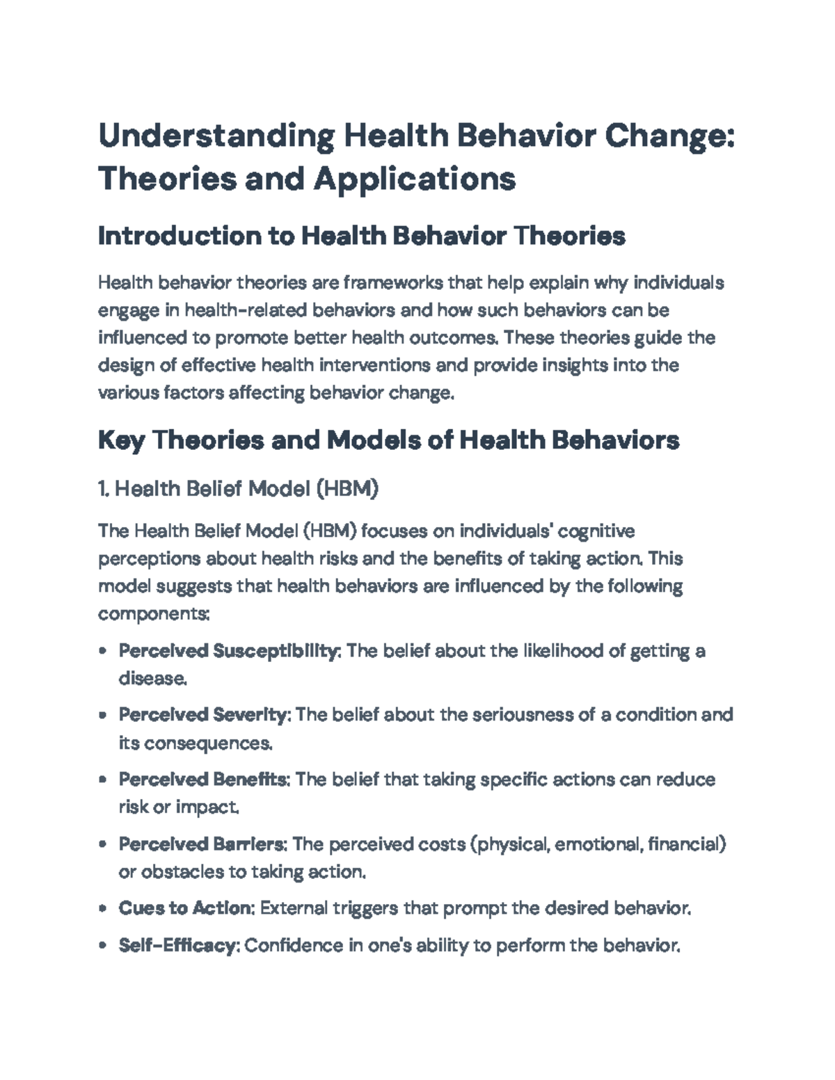 Understanding Health Behavior Change: Theories and Practical ...