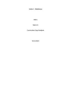 D021 Task 1 - D021 task 1 essay - Jordan Combs AMM3 Task 1: Curriculum ...