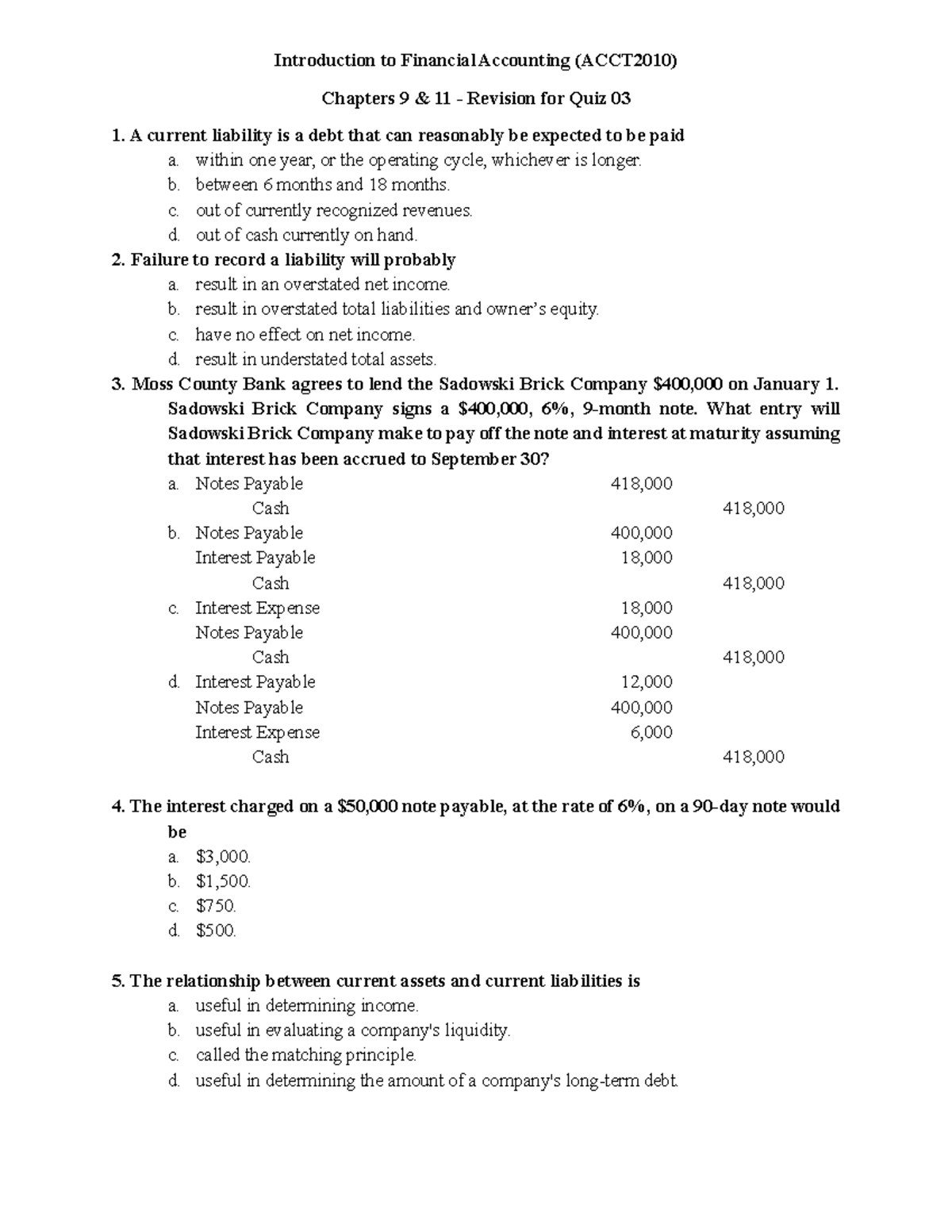 FA Quiz+03+Revision+Questions - Introduction to Financial Accounting ...