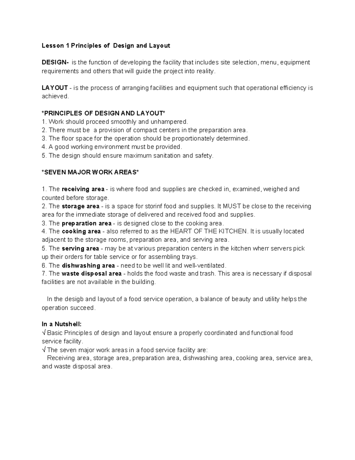 489989276 Lesson 1: Key Principles of Design & Layout in Food Service ...