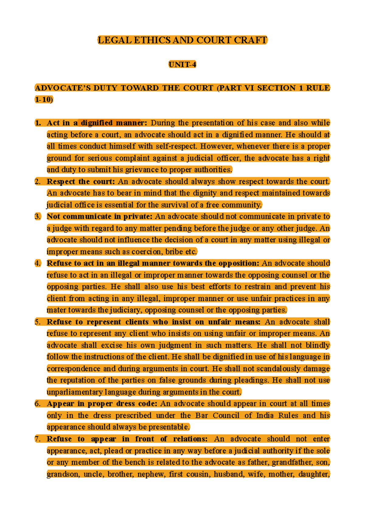 Legal Ethics U3 & U4: Duties of Advocates and Professional Conduct ...