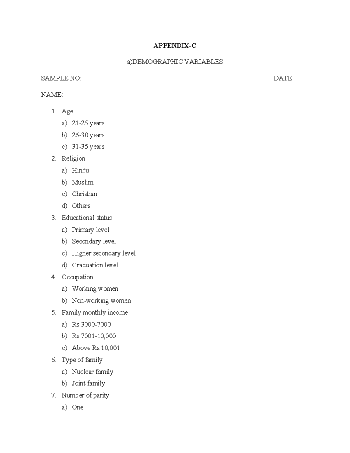 Demographic Variables Analysis for Health Study (Course Code: 11) - Studocu