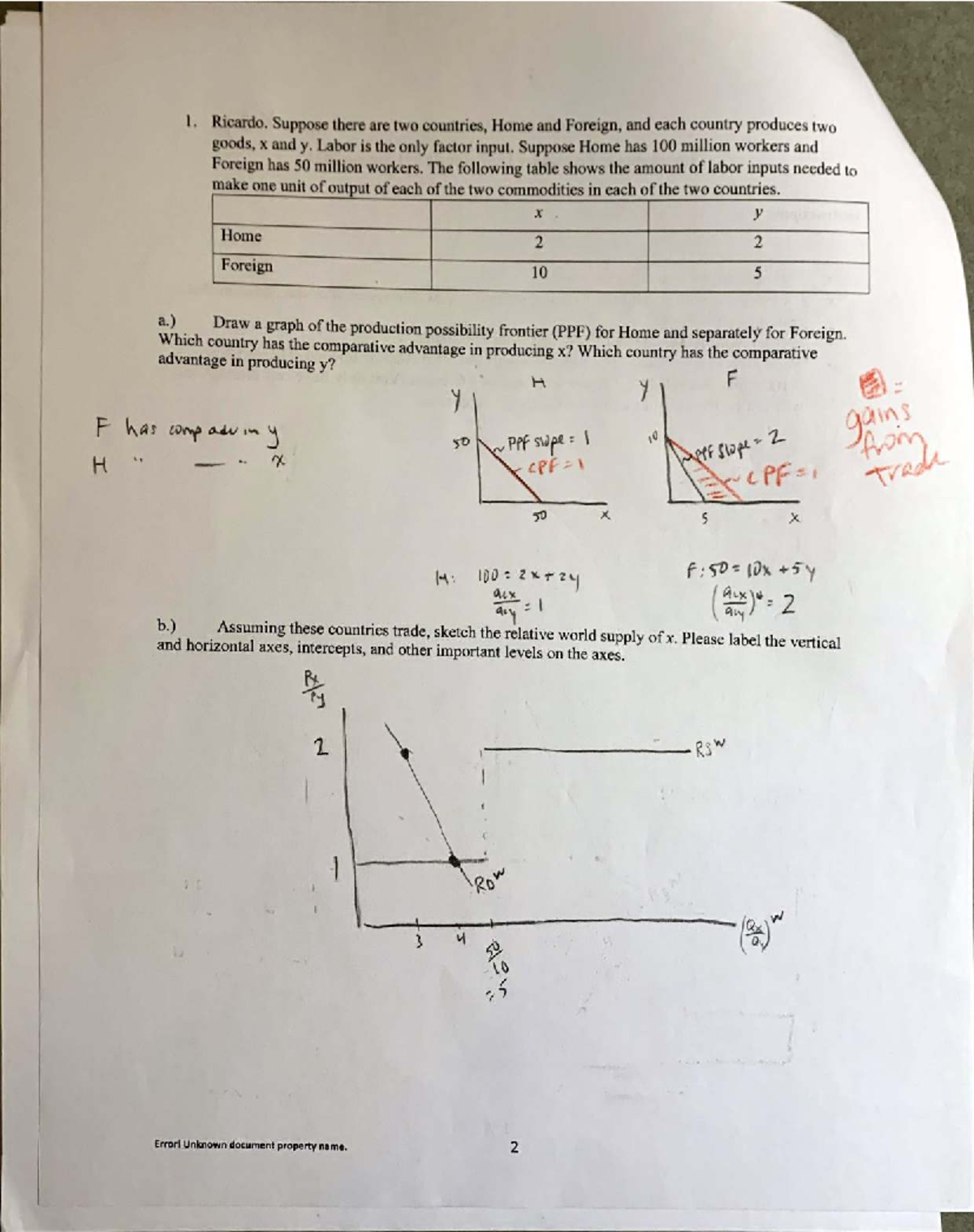 Midterm Review Key: Comparative Advantage & Trade Analysis - Studocu