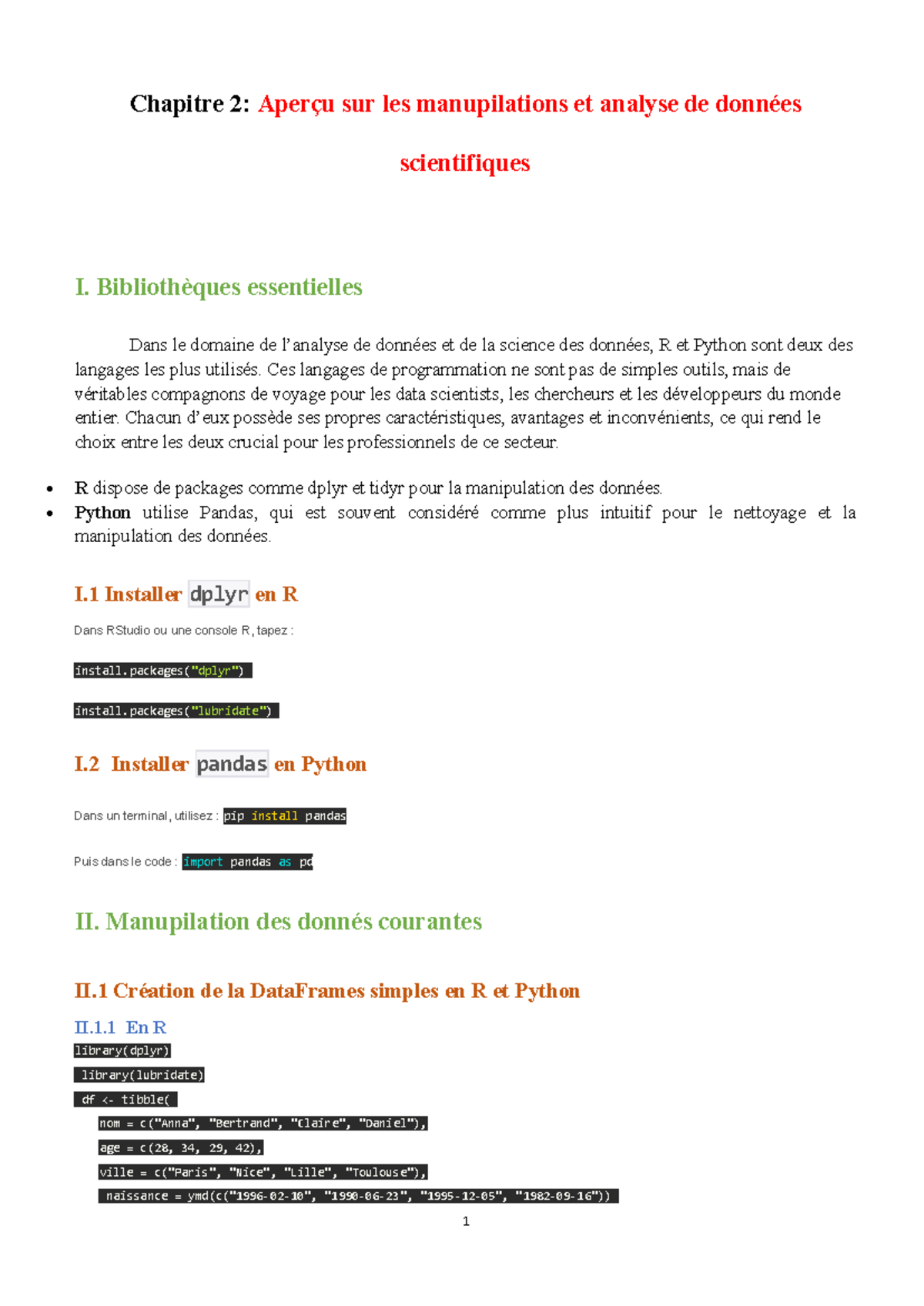 Chapitre 2: Analyse de données avec R et Python - Studocu