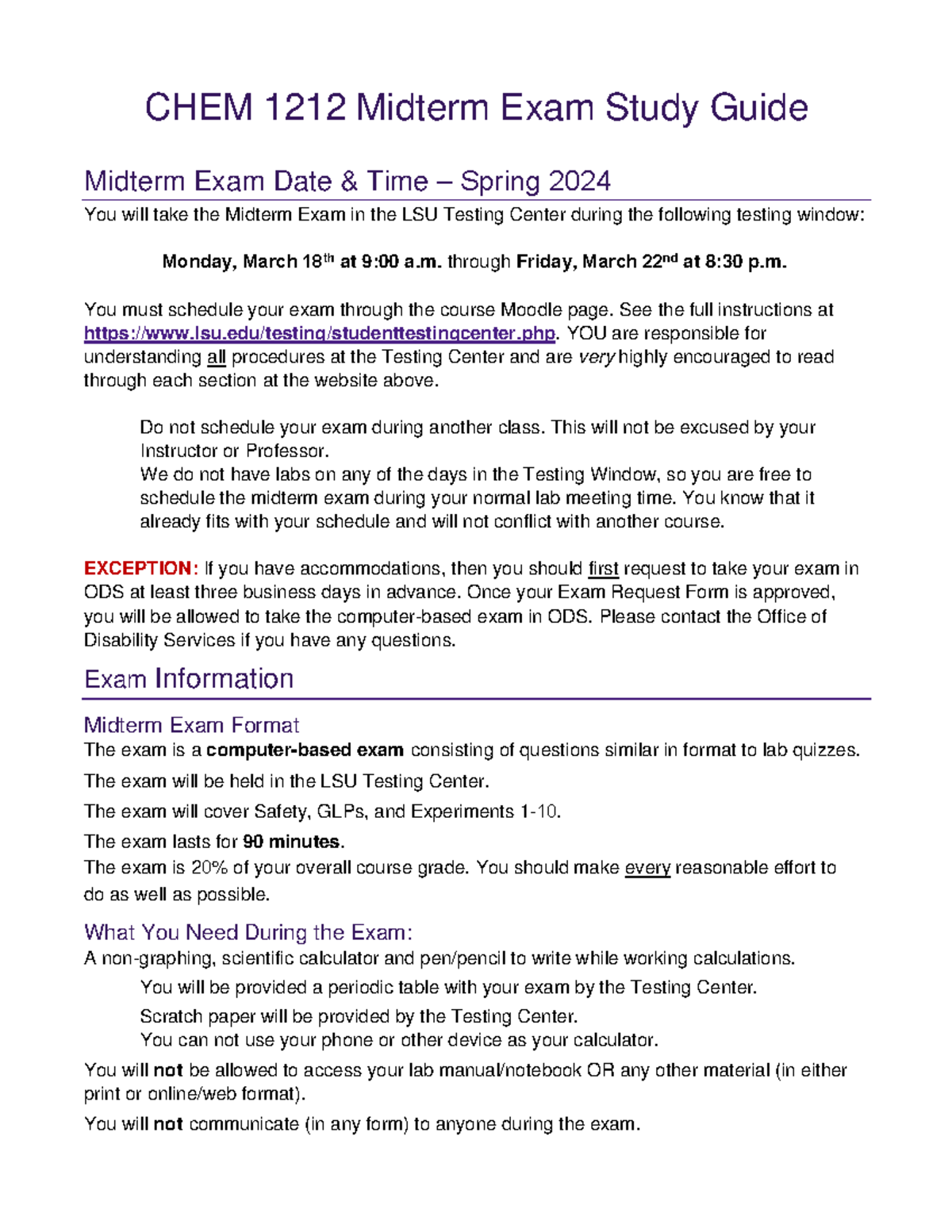 SP24 CHEM 1212 Midterm Exam Study Guide: Essential Tips & Info - Studocu