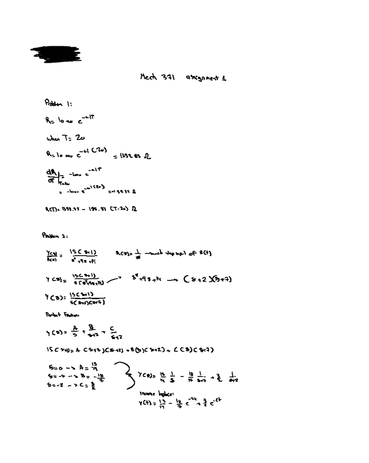 Mech 371 Assignment 1: Problem Solutions and Analysis - Studocu