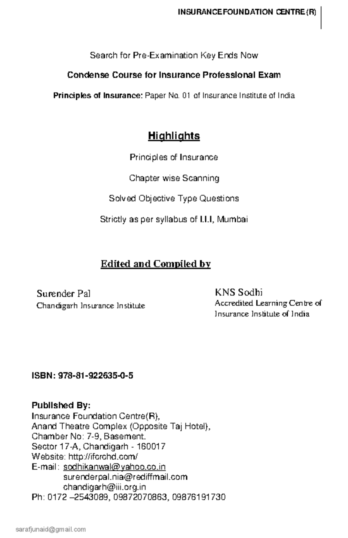 Principles of Insurance: Study Guide for Paper No. 01 (I.I.I) - Studocu