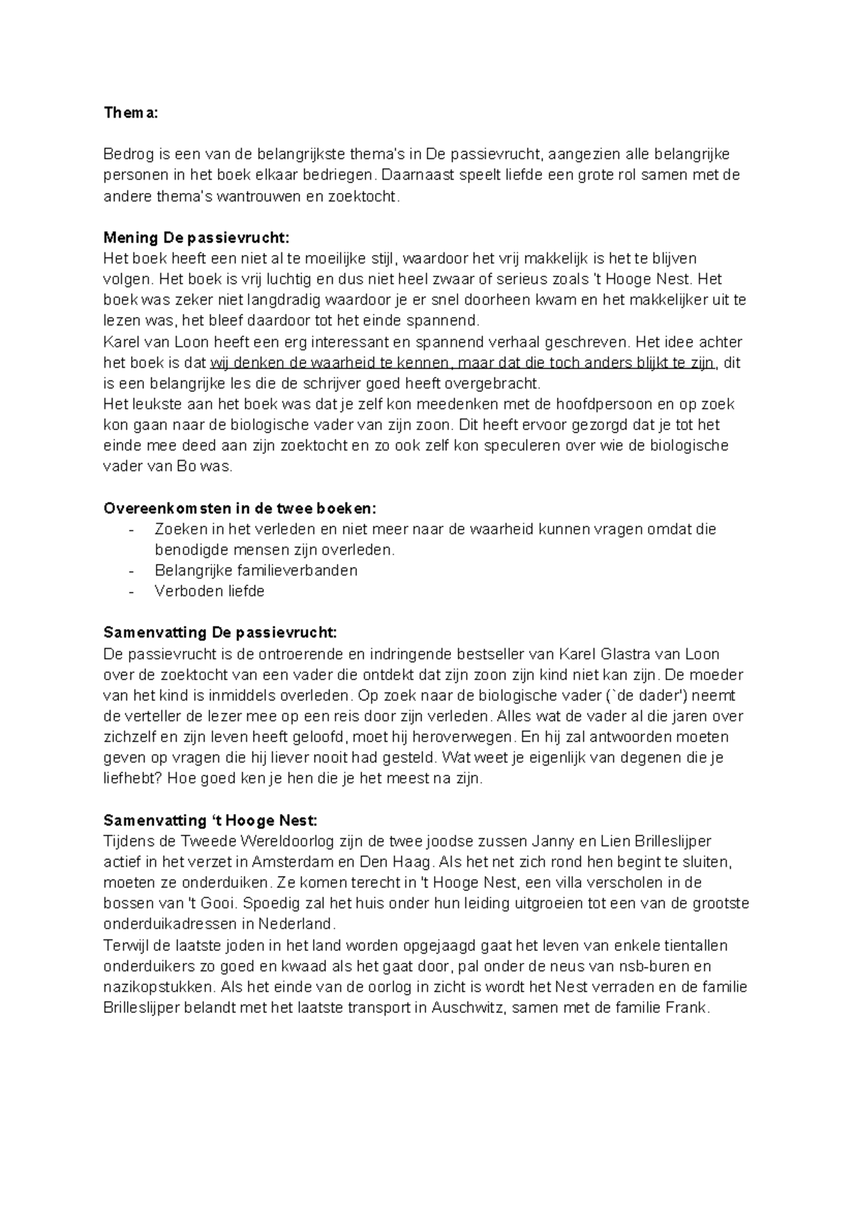 Boekenposter: Thema's van Bedrog en Liefde in De passievrucht en 't ...