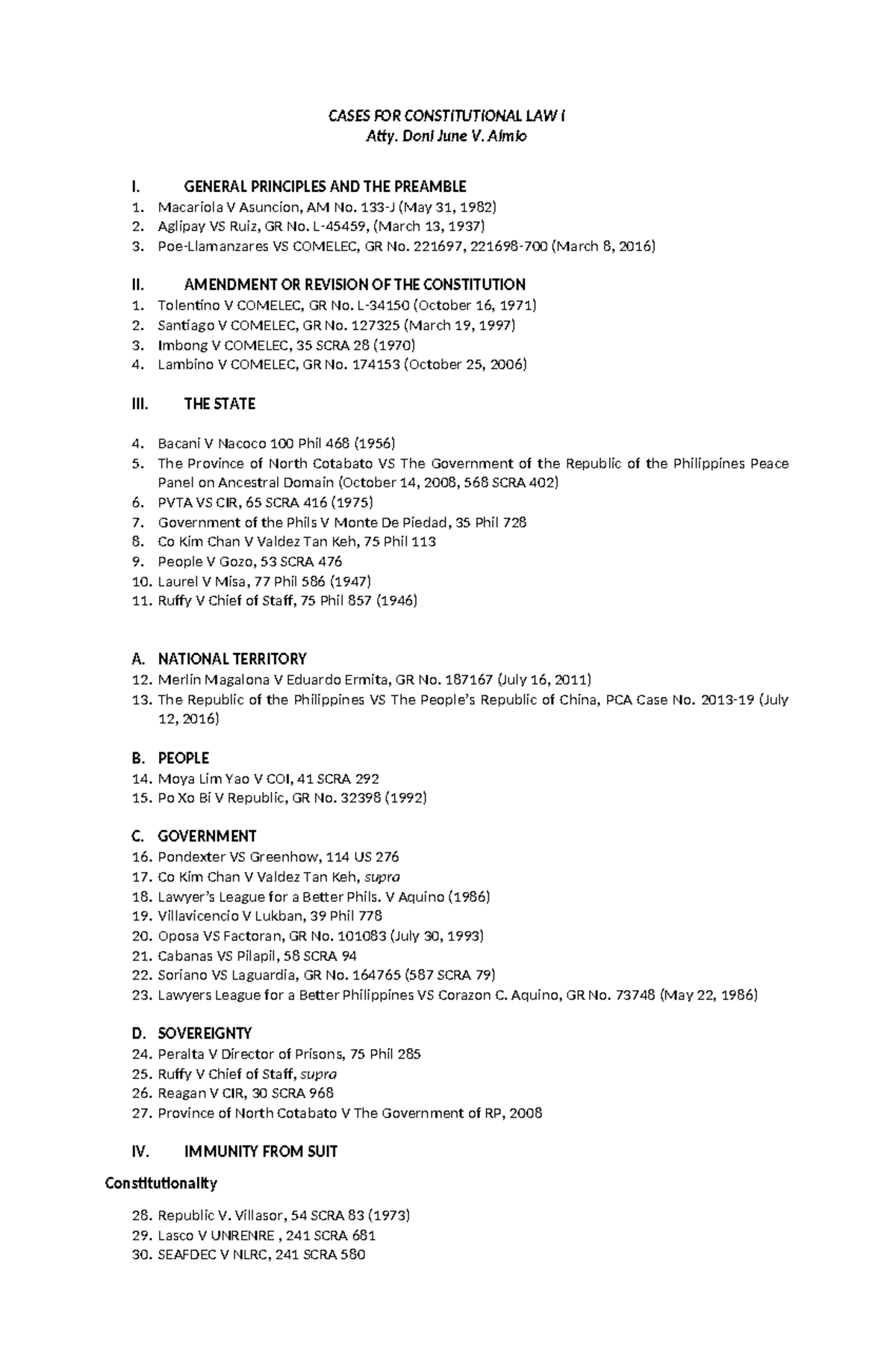 Cases for Constitutional Law I: Key Principles and Landmark Decisions ...