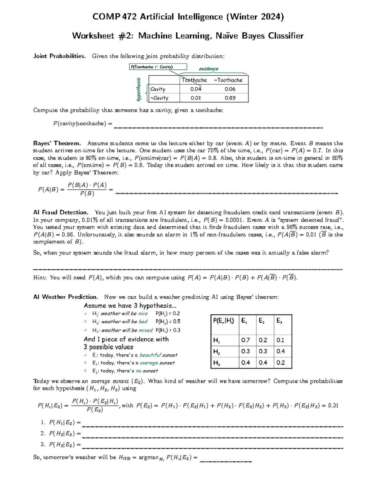 Naïve Bayes Classification Lab Exercise #3 - COMP 472 Spring 2024 - Studocu