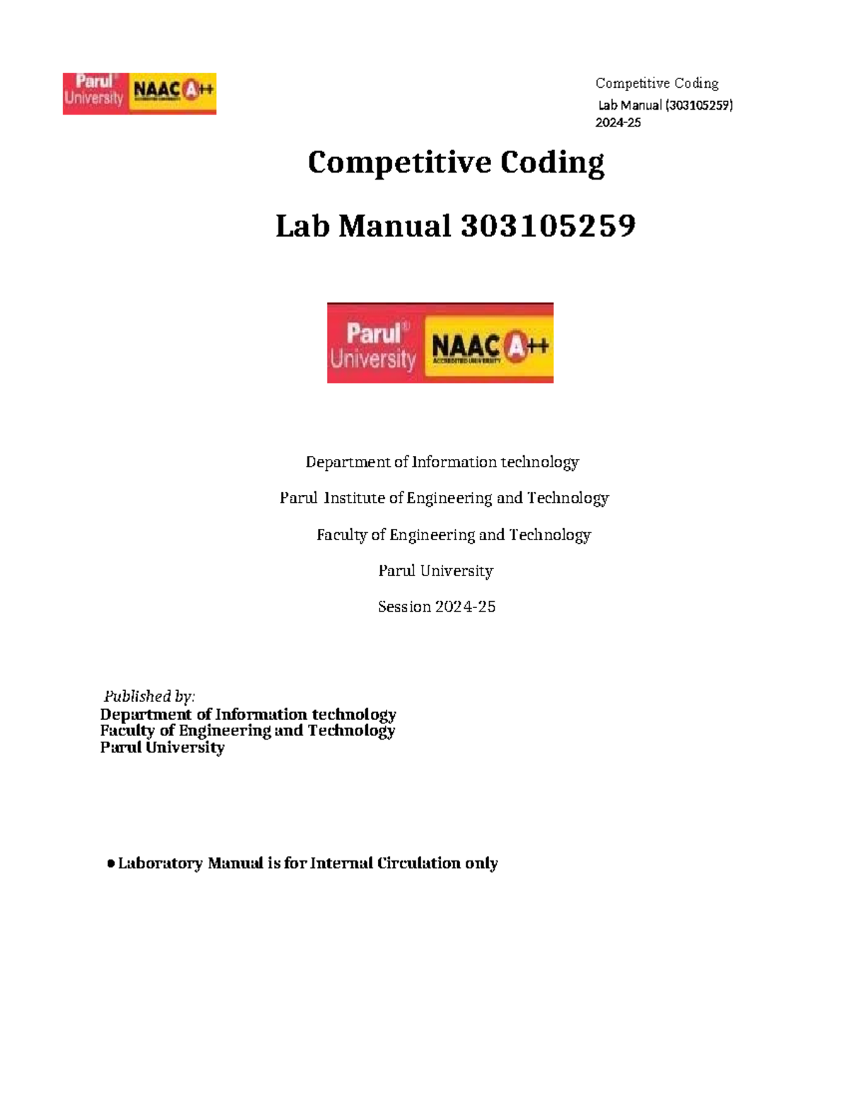 CC Lab Manual(303105259) - Lab Manual (303105259) 2024- Competitive ...