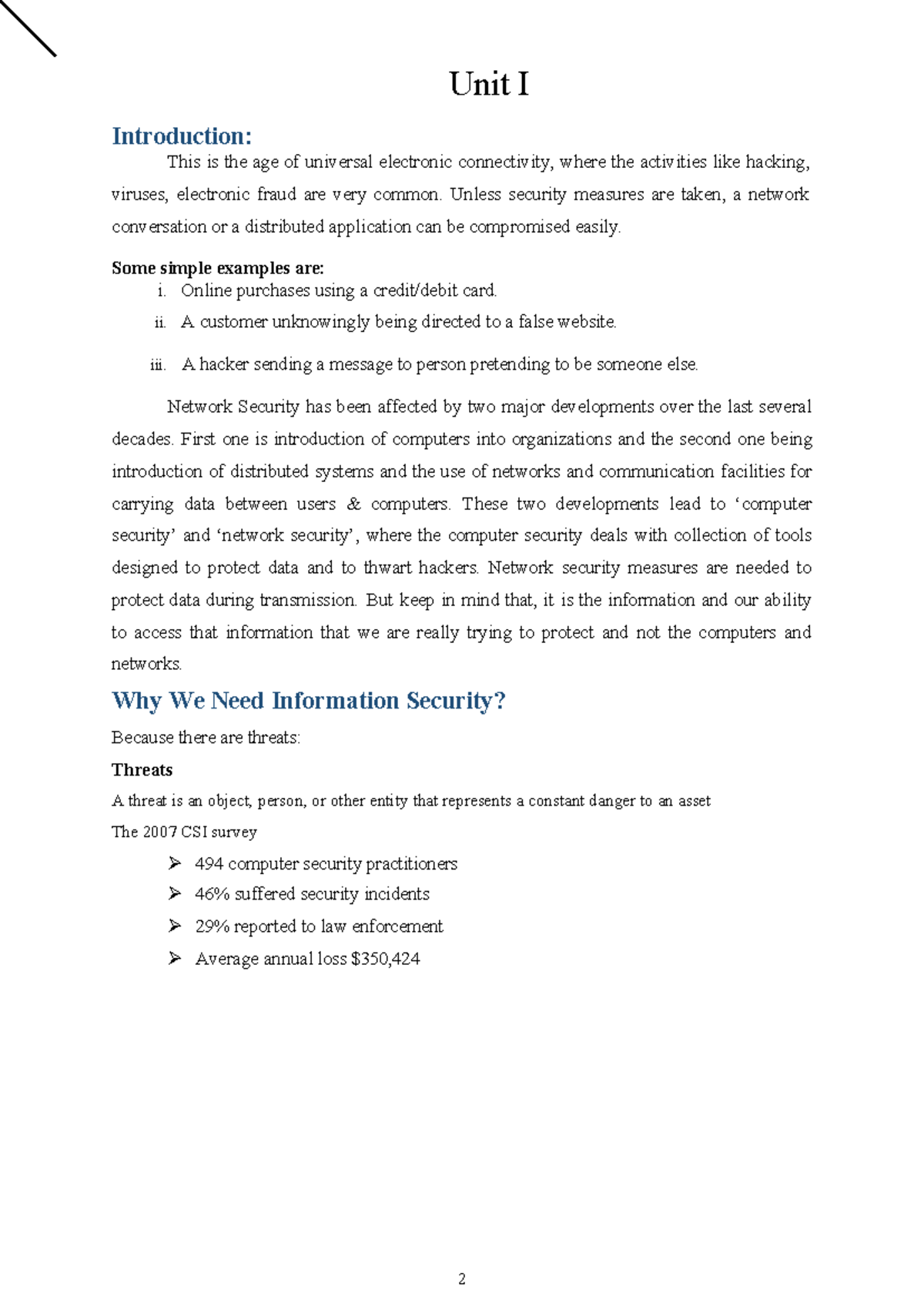 CSIT III-II Cryptography & Network Security: Unit I Overview - Studocu