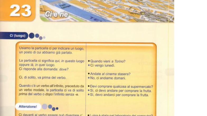 23. Ci e Ne: Uso delle Particelle in Italiano - Studocu