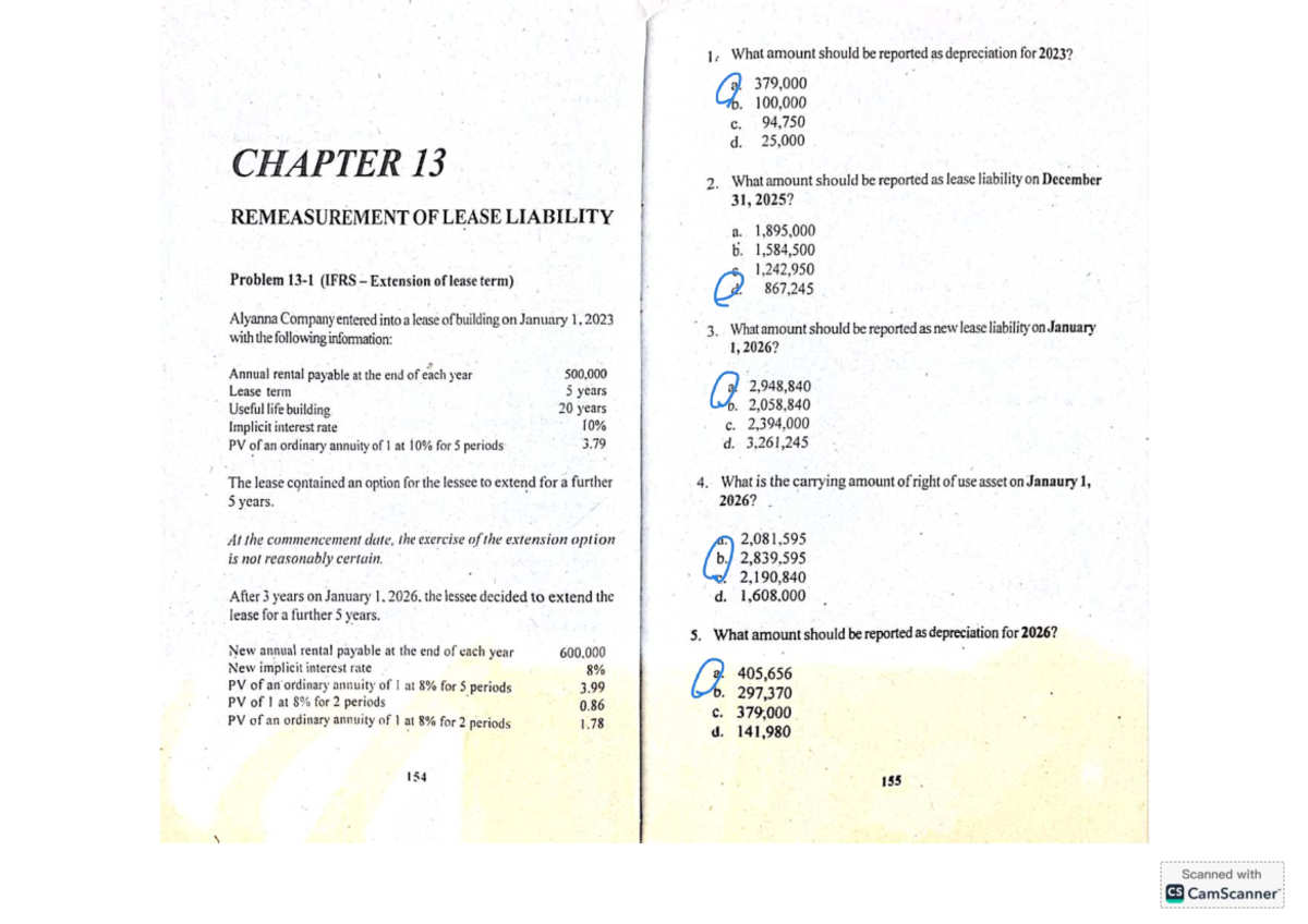 Remeasurement of Lease Liability: Practice Questions for FIN 2023 - Studocu