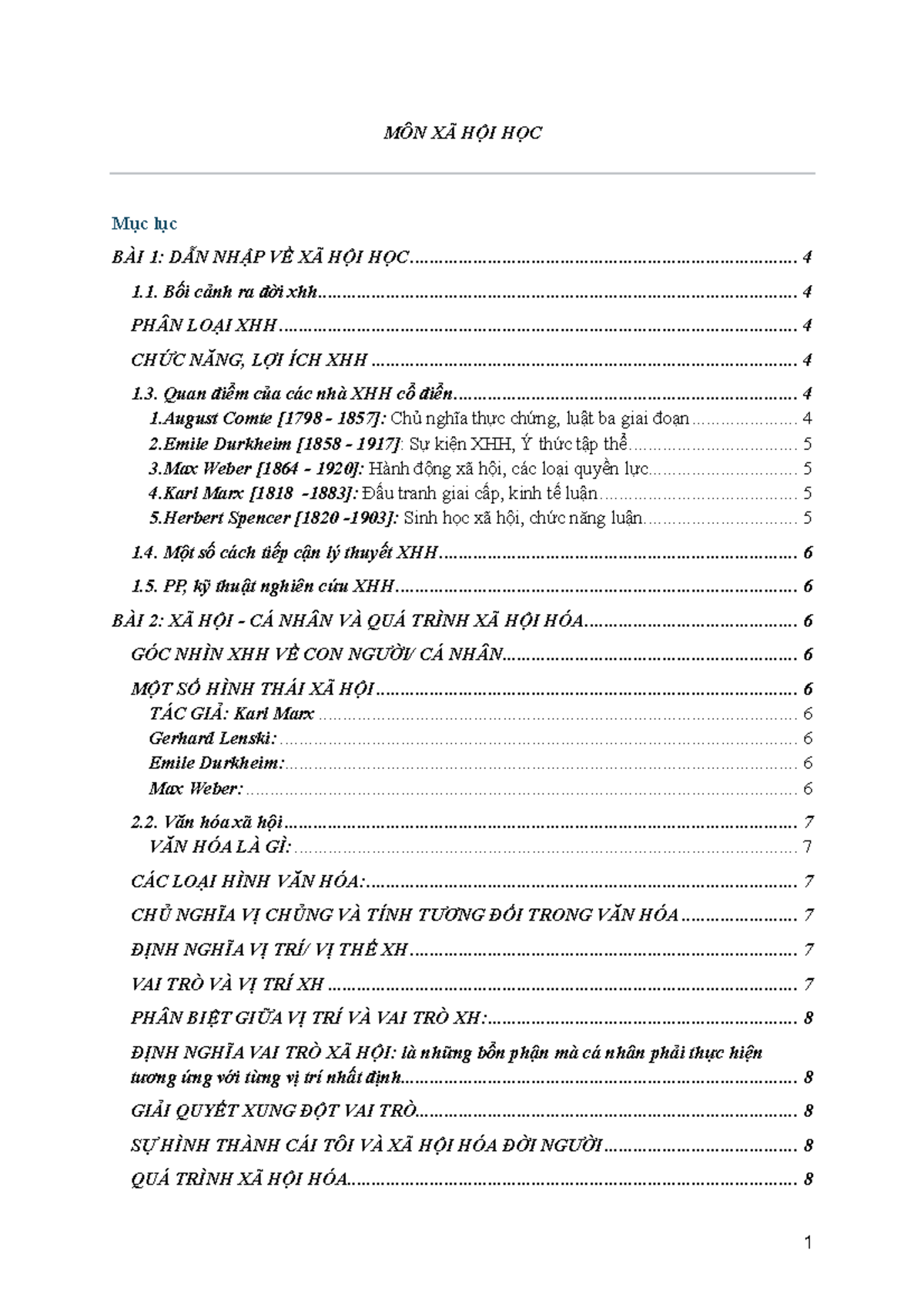 TỔNG ÔN KIẾN THỨC THI CUỐI KỲ MÔN XÃ HỘI HỌC - Document Preview