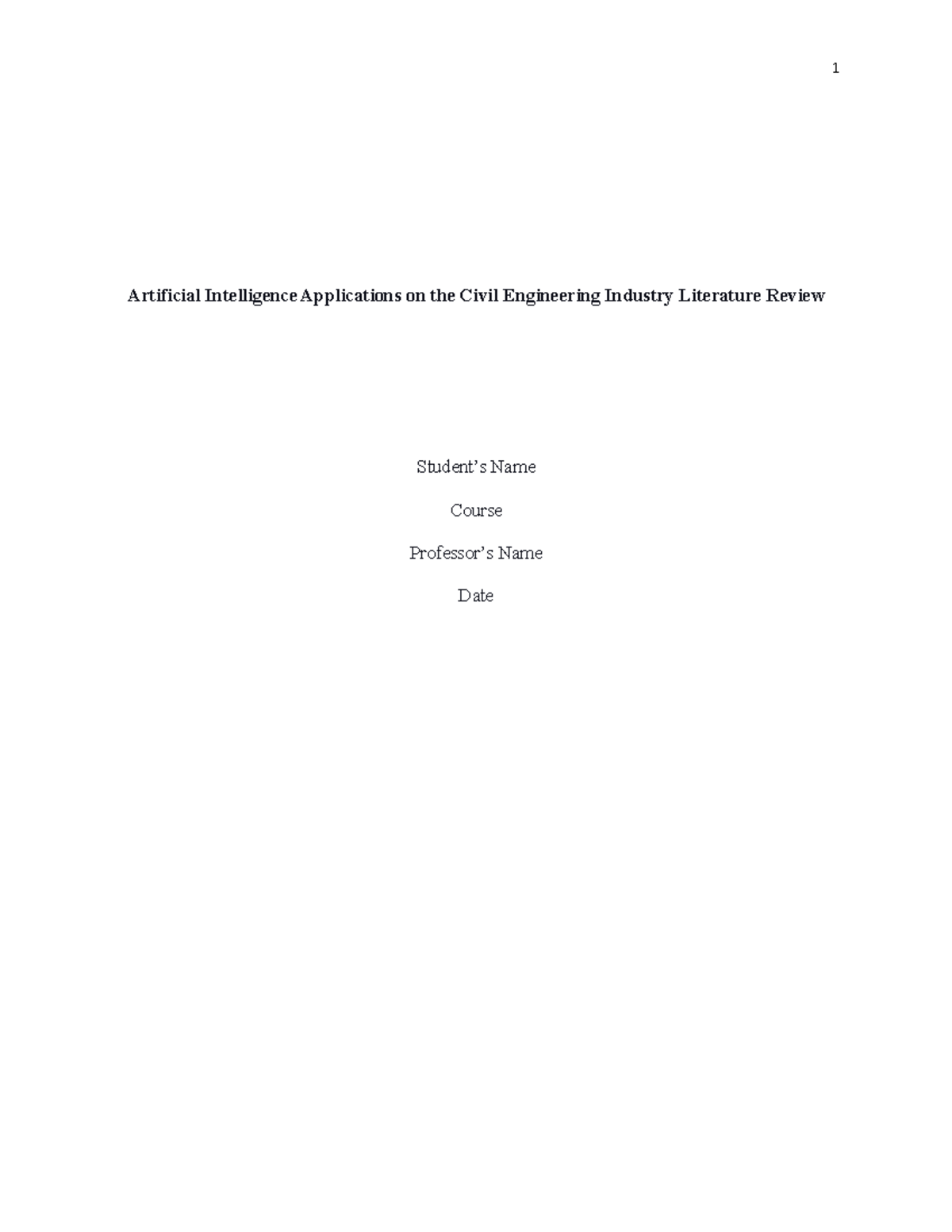 AI Applications in Civil Engineering: A Literature Review (CIV101 ...