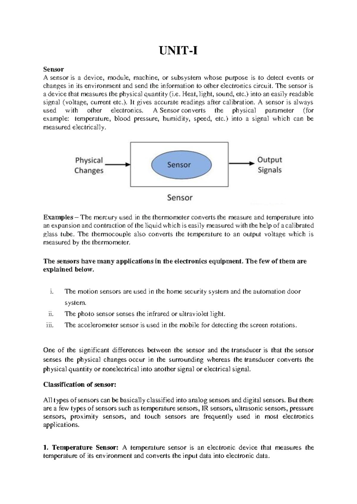 UNIT-1 (KOE-034) - Lecture Notes on Sensors and Instrumentation - Studocu