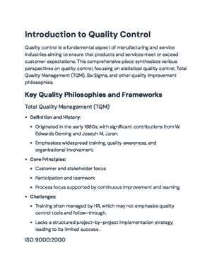 Quality Control and Six Sigma: A Comprehensive Overview - Comprehensive ...