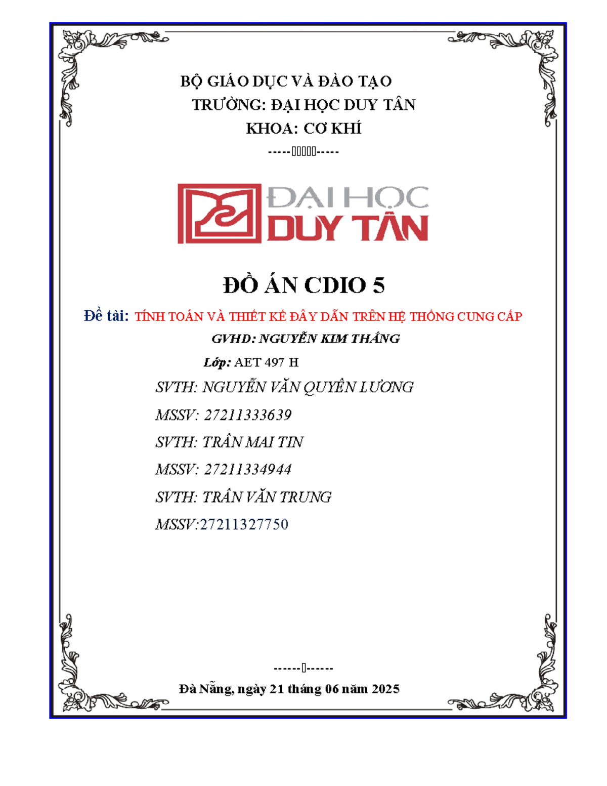 BỘ GIÁO DỤC VÀ ĐÀO TẠO 1 - dbb - trường đại học duy tân - ` BỘ GIÁO DỤC ...