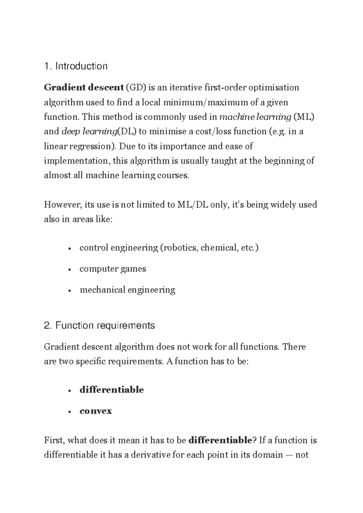 Gradient Descent: An Overview of Optimization Techniques in ML - Studocu