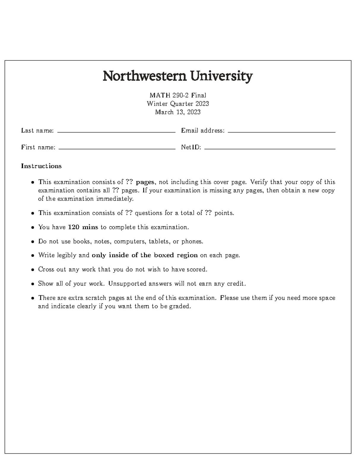 MATH 2023 Final Exam Review - Key Concepts and Problems - Studocu