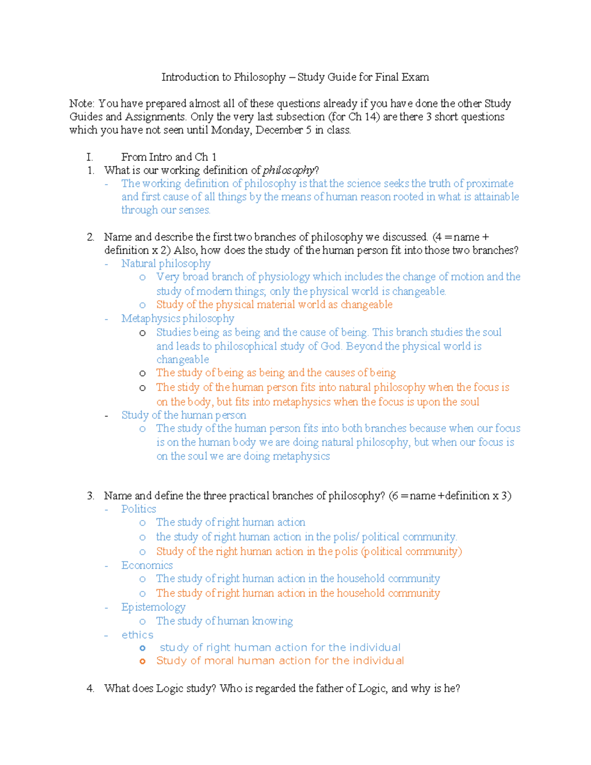 Philosophy 101: Final Exam Study Guide Notes and Key Concepts - Studocu