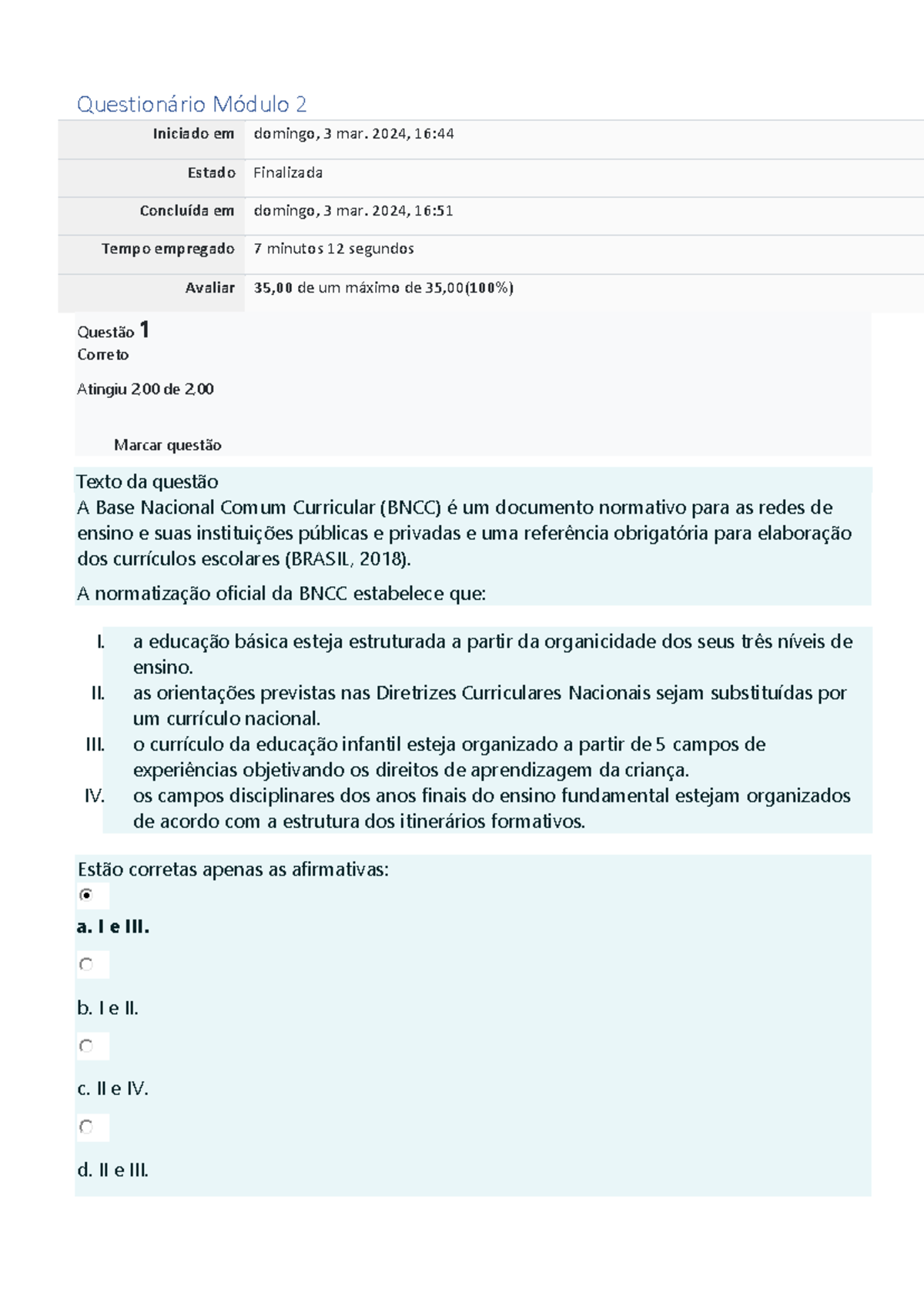 Questionário Módulo 2 - Gestão Educacional e BNCC: Respostas e Análises ...