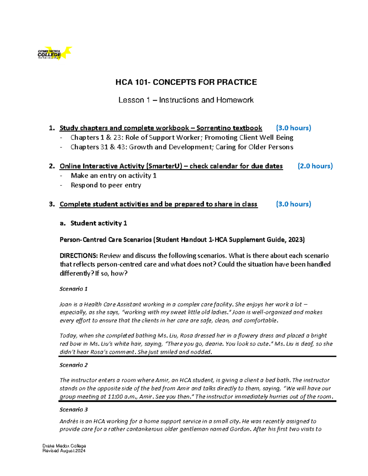 HCA 101 Final Exam Lesson 1: Instructions & Homework Guide - Studocu