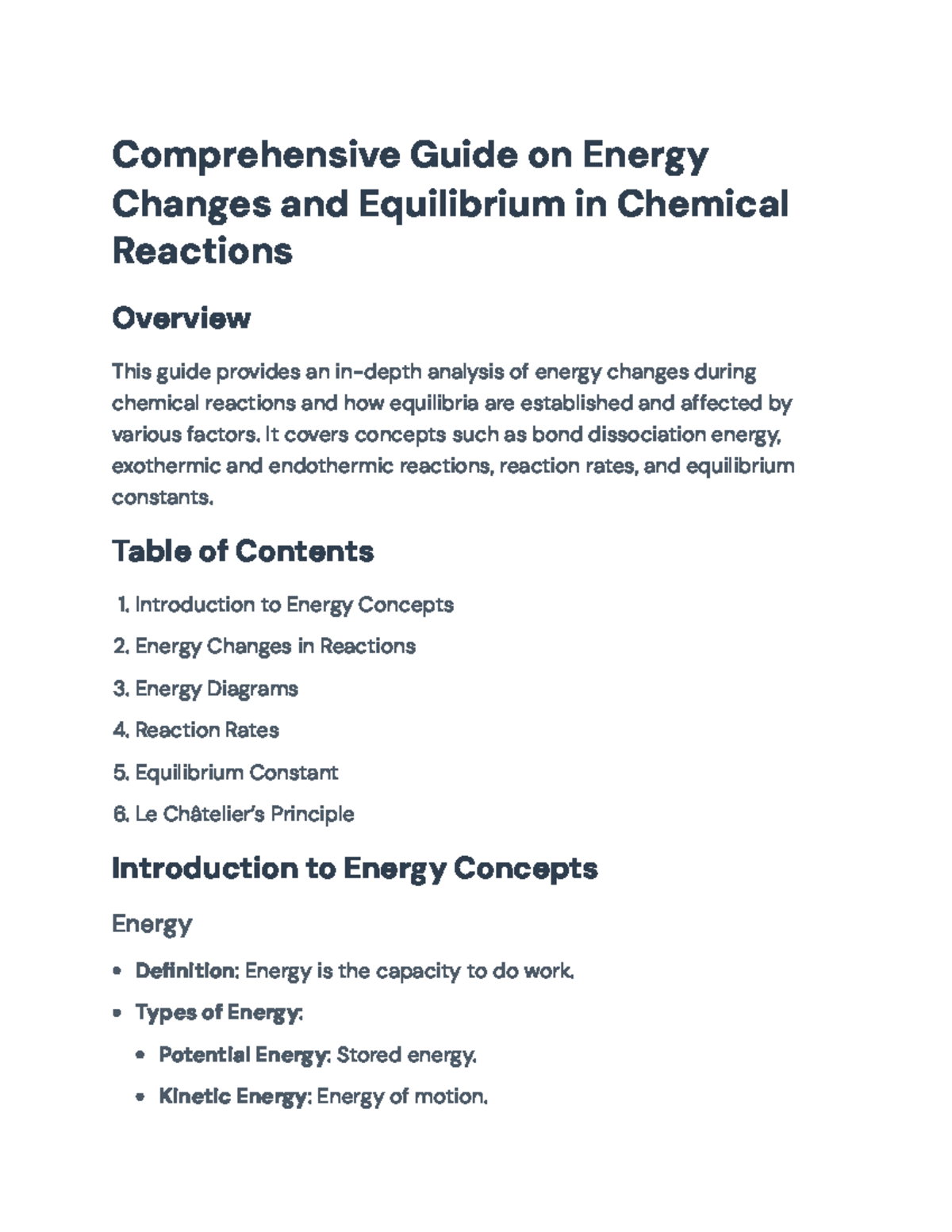 Chem 101 Final Exam Study Guide: Energy Changes & Equilibrium - Studocu